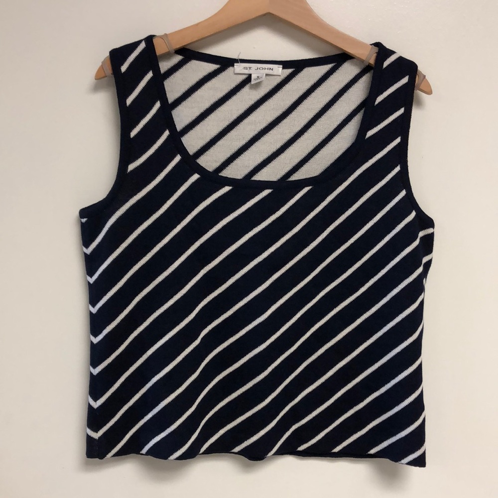 St.John striped navy and white tank knitted
